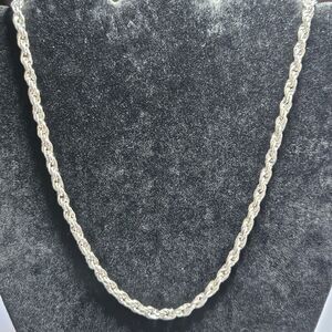 Silver Tone Long Thick Rope Chain Necklace 32-35"